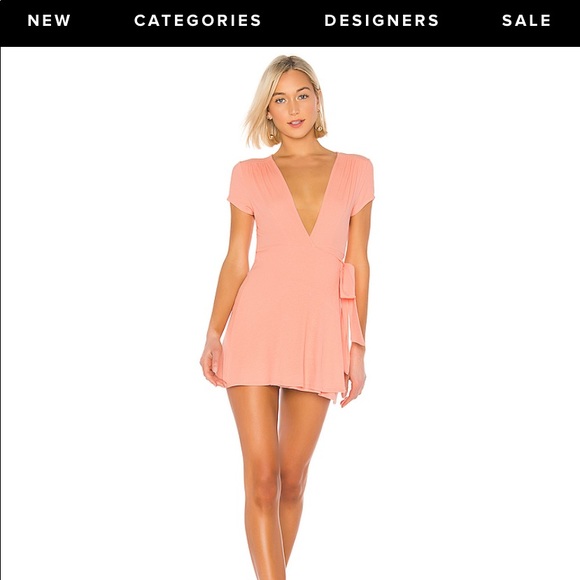 superdown Dresses & Skirts - Soft orange mini deep V wrap dress